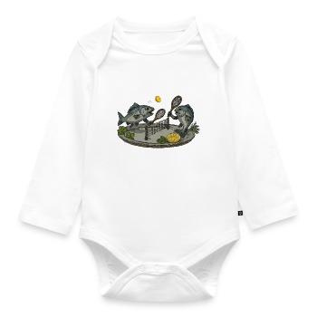 Fish Tennis Table - Organic Longsleeve Baby Bodysuit - white - Front