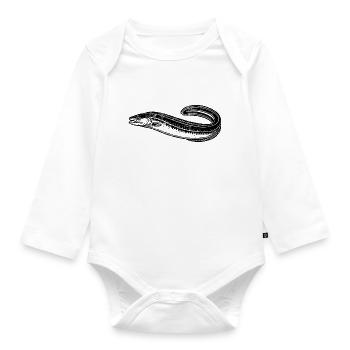 Eel - Fish - Angler Gift - Organic Longsleeve Baby Bodysuit - white - Front