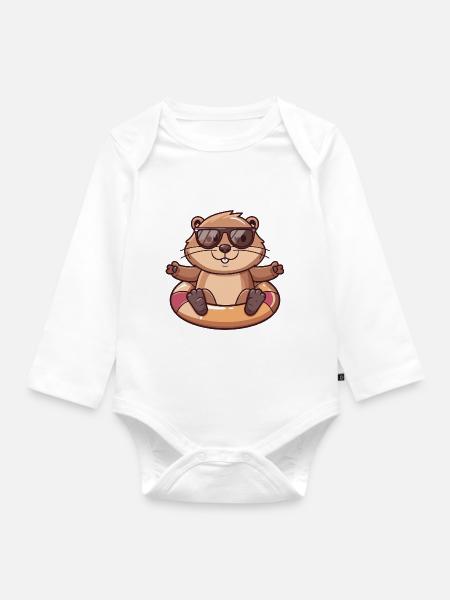 Biber Comic Cool - Baby Bio-Langarm-Body - Weiß