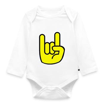 Heavy Metal Hand - Baby Bio-Langarm-Body - Weiß - Vorne