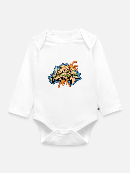 Graffiti Design Storm - Baby Bio-Langarm-Body - Weiß
