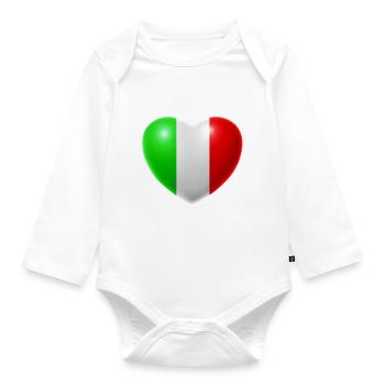 Heart (Italy / Italia) - Organic Longsleeve Baby Bodysuit - white - Front
