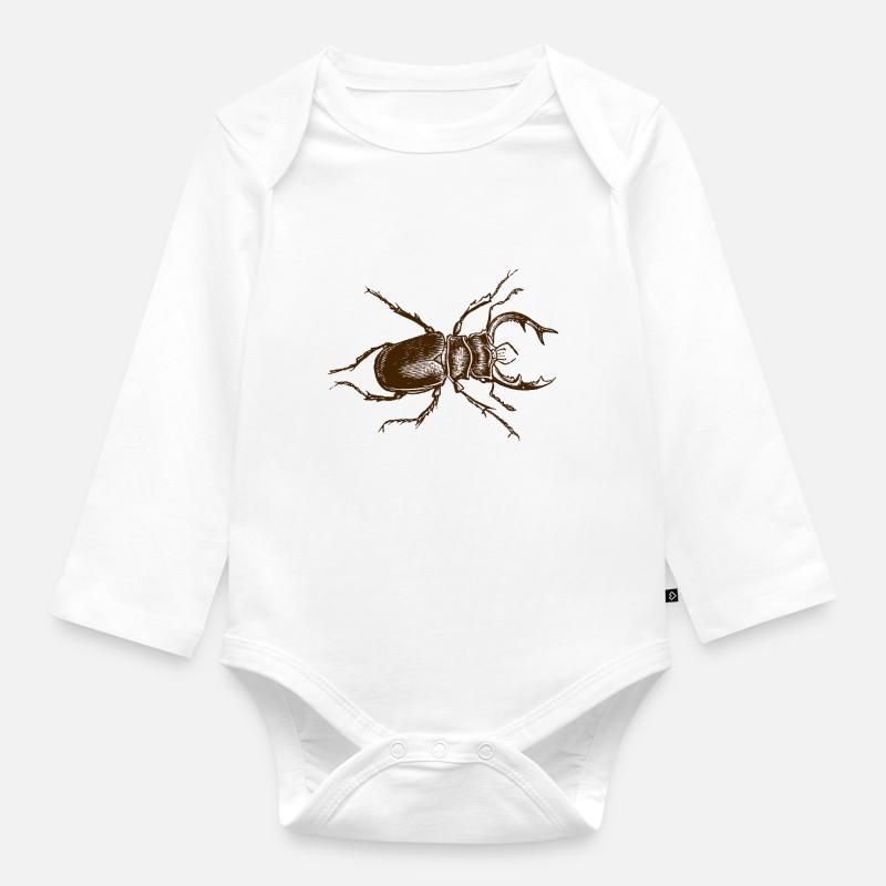 Hirschkäfer - Baby Bio-Langarm-Body - Weiß
