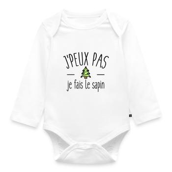 Je peux pas je fais le sapin - Body Bébé bio manches longues - blanc - Devant