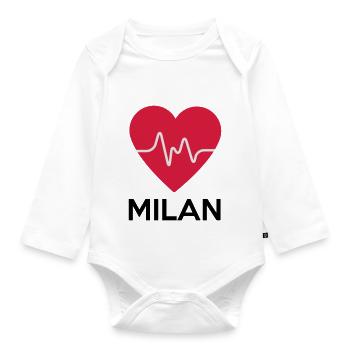 heart Milan - Organic Longsleeve Baby Bodysuit - white - Front