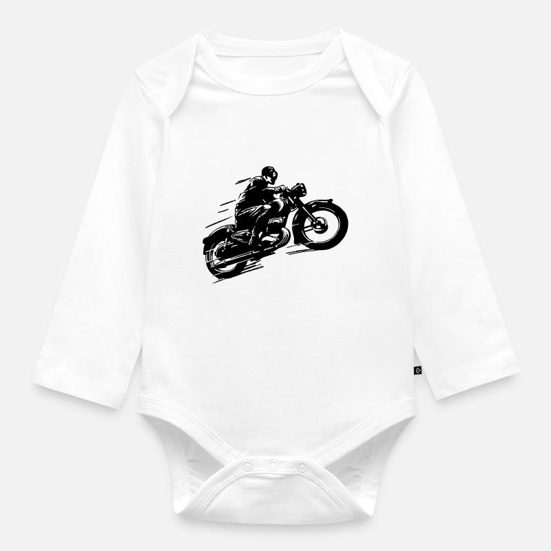 Moto classique vélo003 - Body Bébé bio manches longues - blanc