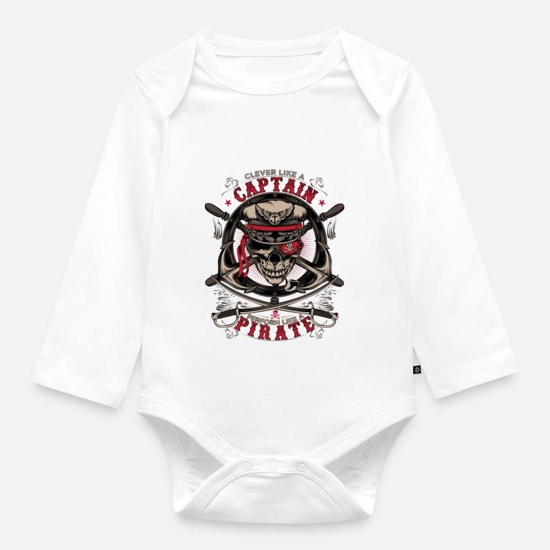 capitaine pirate - Body Bébé bio manches longues - blanc