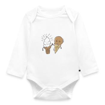 Best friends - ice cream - Organic Longsleeve Baby Bodysuit - white - Front