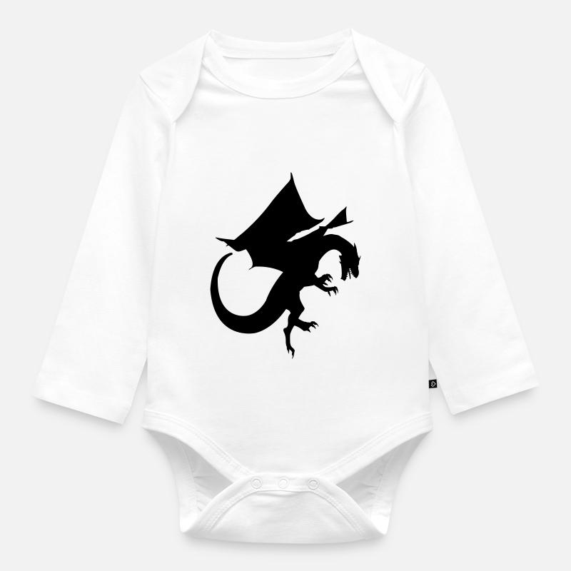 Drache - Baby Bio-Langarm-Body - Weiß