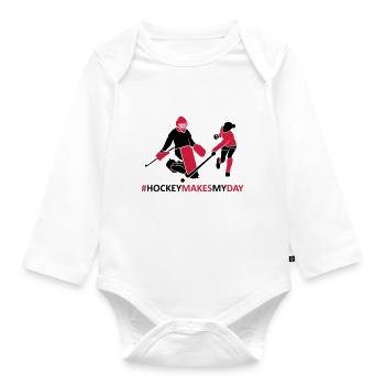 Hockey Torwart und Spielerin - Baby Bio-Langarm-Body - Weiß - Vorne