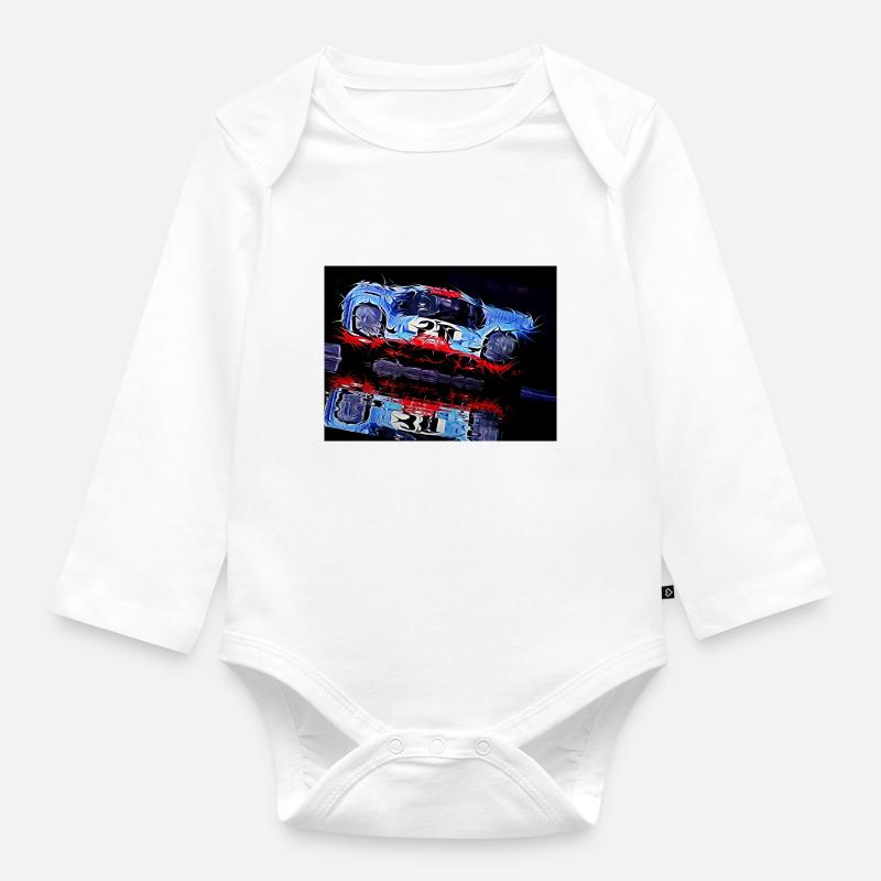 Motor racing - Organic Longsleeve Baby Bodysuit - white