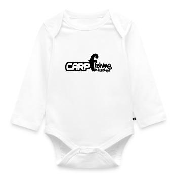 Karpfen, Fisch, Karpfenangeln, Angeln - Baby Bio-Langarm-Body - Weiß - Vorne
