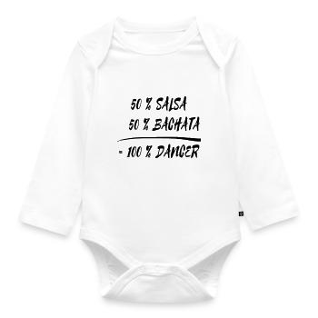 50% Salsa + 50% Bachata = 100% Dancer - Organic Longsleeve Baby Bodysuit - white - Front