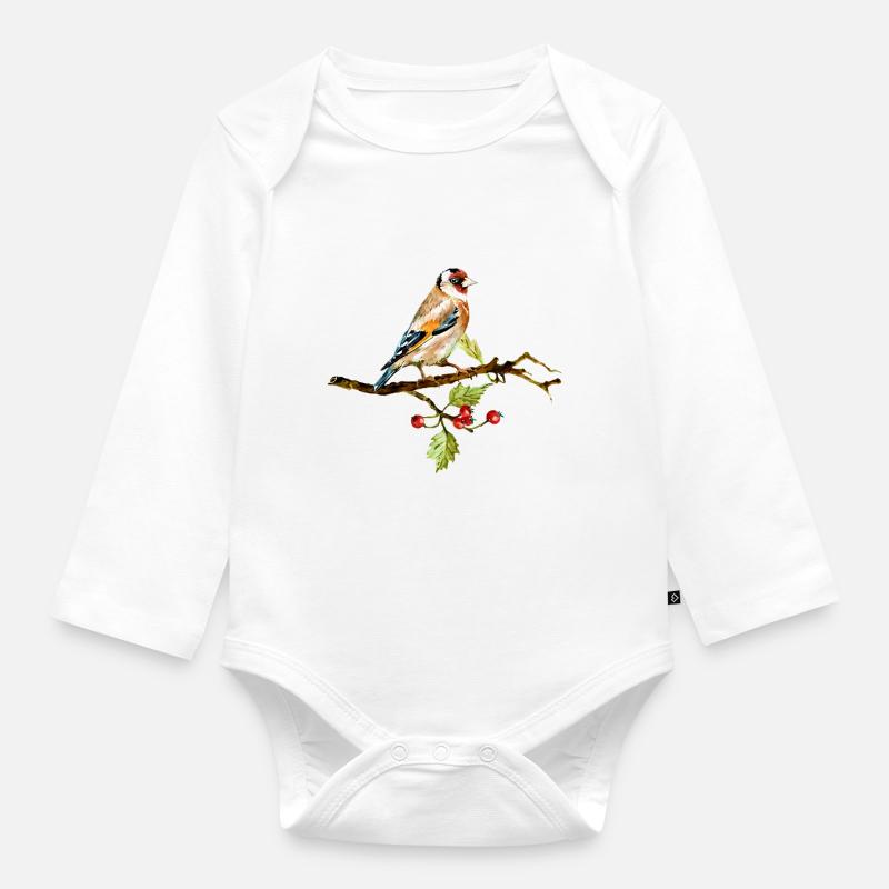 Vogel - Baby Bio-Langarm-Body - Weiß