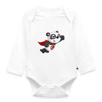 Panda super-héros - Body Bébé bio manches longues - blanc - Devant