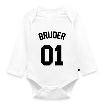 Bruder 01 - Baby Bio-Langarm-Body - Weiß - Vorne