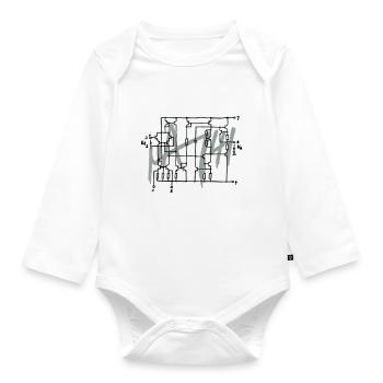 uA741 operational amplifier circuit diagram - Organic Longsleeve Baby Bodysuit - white - Front