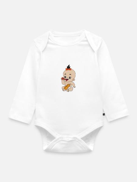 Baby Pizza - Baby Bio-Langarm-Body - Weiß