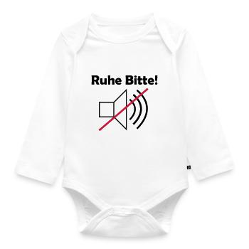 Silence, s’il vous plaît! avec le symbole du haut-parleur - Body Bébé bio manches longues - blanc - Devant