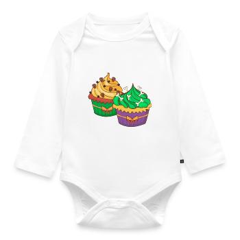 Halloween Cupcake Muffin Kuchen Backen Süßigkeiten - Baby Bio-Langarm-Body - Weiß - Vorne