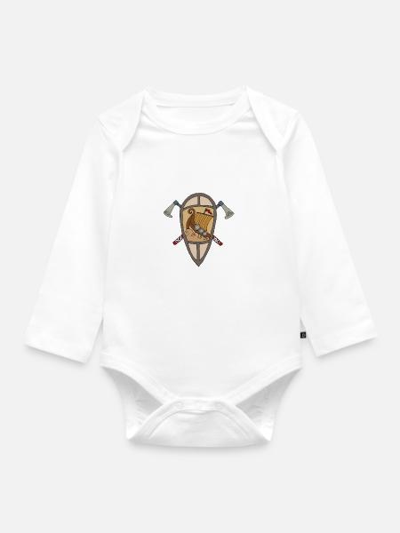Wikinger Schild Vikings - Baby Bio-Langarm-Body - Weiß