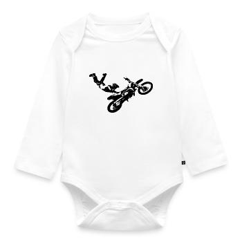 Motocross Sprung - Baby Bio-Langarm-Body - Weiß - Vorne