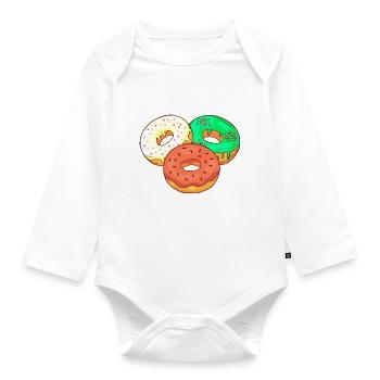 Donuts Confiserie Cookie Törtchen Kuchen Torten - Baby Bio-Langarm-Body - Weiß - Vorne