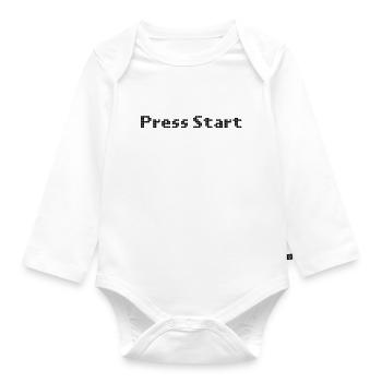 press start - Organic Longsleeve Baby Bodysuit - white - Front