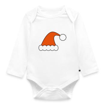 Santa hat clipart Christmas motive - Organic Longsleeve Baby Bodysuit - white - Front