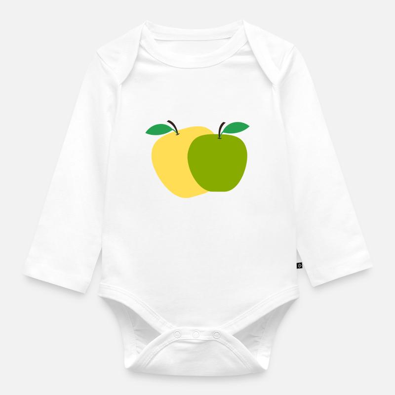 pommes - Body Bébé bio manches longues - blanc
