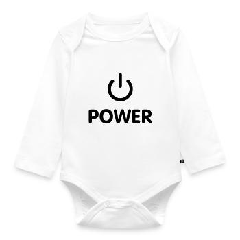 Power Button - PrintShirt at - Baby Bio-Langarm-Body - Weiß - Vorne
