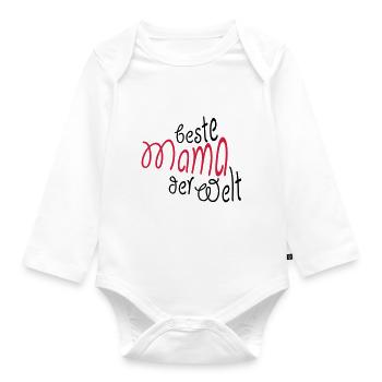 Geschenk für Mama - Beste Mama der Welt - Baby Bio-Langarm-Body - Weiß - Vorne