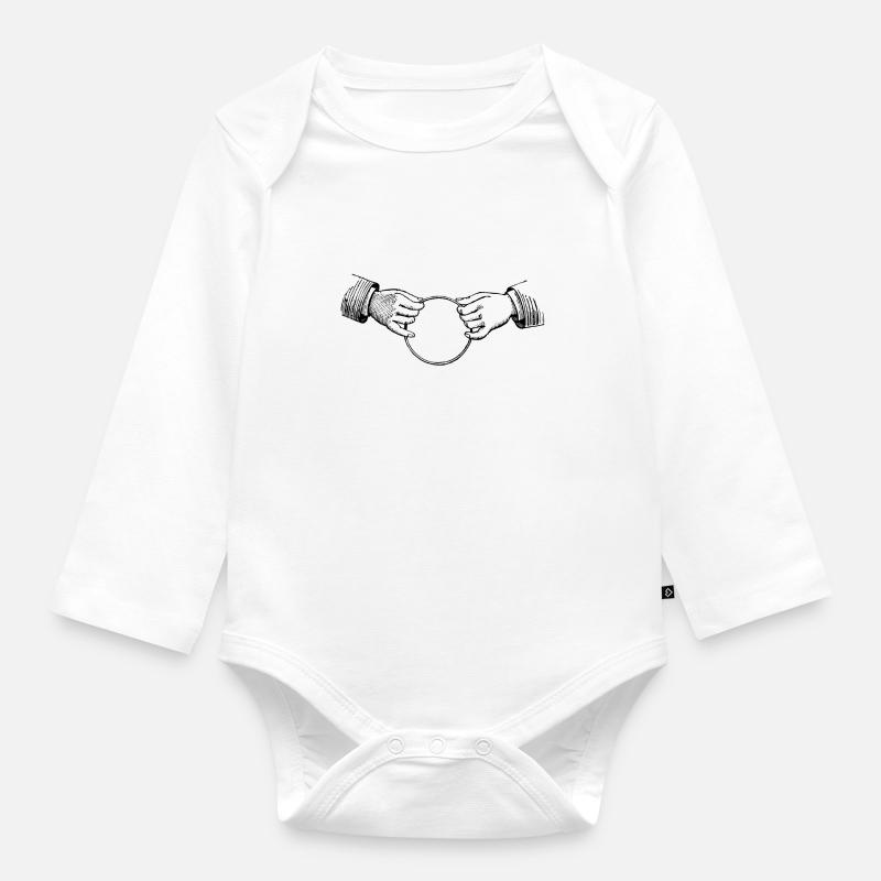 Mains - Body Bébé bio manches longues - blanc