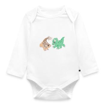 Playing Dinos - Organic Longsleeve Baby Bodysuit - white - Front
