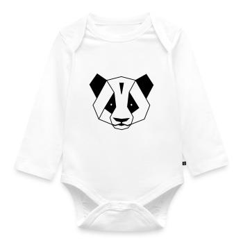 panda - Organic Longsleeve Baby Bodysuit - white - Front