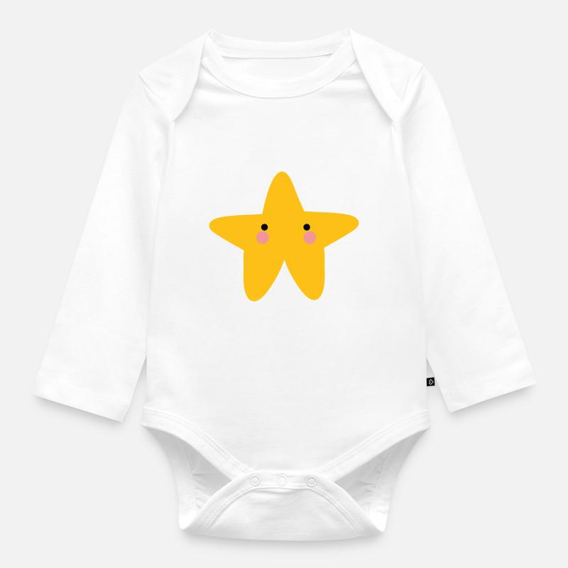 STAR - Body Bébé bio manches longues - blanc
