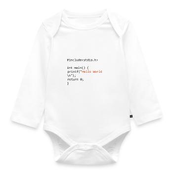Hello World Nerd Babybody - Baby Bio-Langarm-Body - Weiß - Vorne