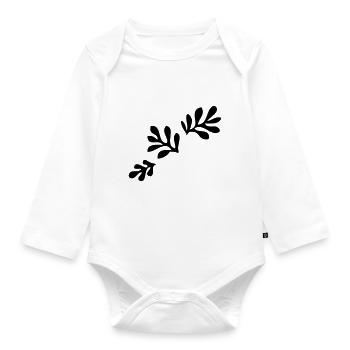 Leaves flora plant pattern - Organic Longsleeve Baby Bodysuit - white - Front