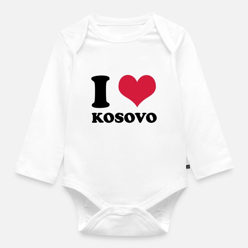 j'aime le kosovo - Body Bébé bio manches longues - blanc