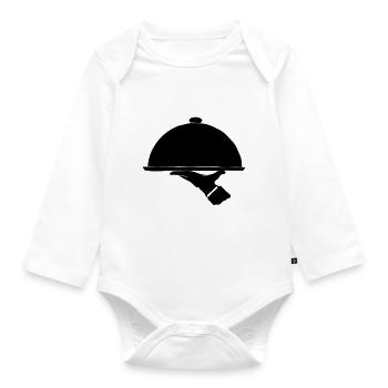 Servierglocke Kellner Herr Ober Geschenk Glosche - Baby Bio-Langarm-Body - Weiß - Vorne
