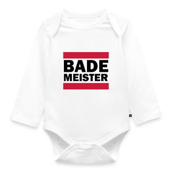 pool attendant - Organic Longsleeve Baby Bodysuit - white - Front