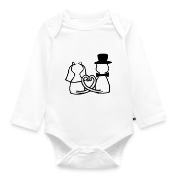 Katzen Hochzeit - Baby Bio-Langarm-Body - Weiß - Vorne