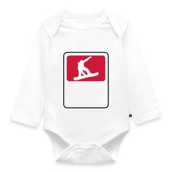 frame shield name text drive snowboard jump sp - Organic Longsleeve Baby Bodysuit - white - Front
