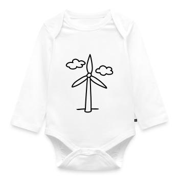 Windrad - Ökostrom - line - Baby Bio-Langarm-Body - Weiß - Vorne