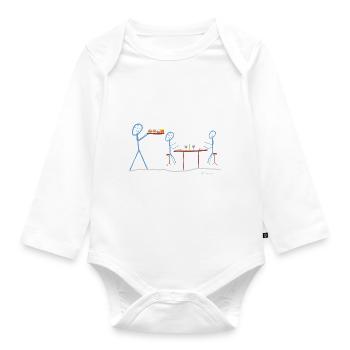 Kellner Strichmännchen, Gastronomie Beruf Ober Job - Baby Bio-Langarm-Body - Weiß - Vorne