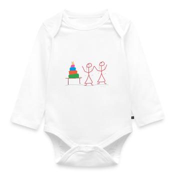 Acceptance stick figure marriage equality - Organic Longsleeve Baby Bodysuit - white - Front