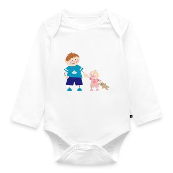 The big brother and the little sister - Organic Longsleeve Baby Bodysuit - white - Front
