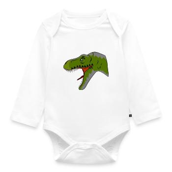T-Rex - Organic Longsleeve Baby Bodysuit - white - Front