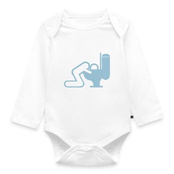 vomit homme toilette chiotte wc - Body Bébé bio manches longues - blanc - Devant