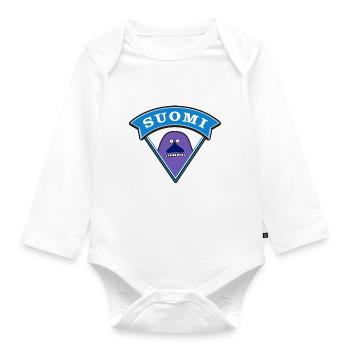 "Suomi" - Organic Longsleeve Baby Bodysuit - white - Front